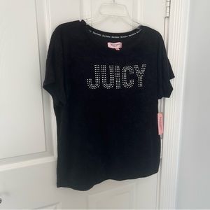 NEW JUICY COUTURE Sleepwear Black Bling Logo T Shirt | Large